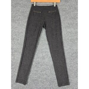 Mudd High Rise Ponte Legging Houndstooth Print Women's XS Black Gray Zip Pockets